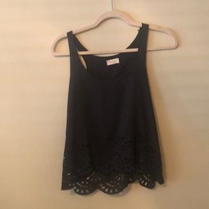 Black Crop Top with Cut Out Flowers